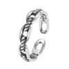 Anel de corrente retro personalizado em prata de lei S925 estilo coreano anel aberto temperamento feminino moda joias acessórios de tendência