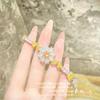 Anillo de Mariposa con Gema Amarilla Julianne Goose Color Oro de 18 Quilates Chapado Tesoro Circonita Flor Iris Conjunto de Pulsera
