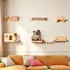 Conjunto Combinado de Estrutura de Escalada para Gatos Montada na Parede em Madeira Maciça com Acessórios Completos para Parede para Evitar que Gatos Arranhem
