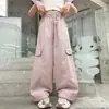 Conjunto de Camisetas de Manga Curta de Verão para Meninas Mais Velhas, Roupa Infantil, Conjunto de Duas Peças: Camiseta de Manga Curta e Calça Cargo para Meninas
