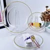 Prato de Pérolas Xinsen Personalidade Criativa Estilo Europeu e Americano Vidro Transparente Prato de Pérolas Douradas Prato para Bolo Prato Ocidental Prato Lateral de Pérolas Douradas