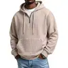 Colección de otoño/invierno transfronteriza estilo americano: Sudadera con capucha para hombre, de punto gofrado grueso, manga larga, color liso, corte holgado, casual