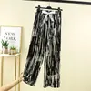Pantalones casuales ligeros de tiro alto, corte holgado, estampados, nuevos pantalones de pierna ancha florales de verano, pantalones cortos para mujer, pantalones de playa talla grande