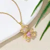 Collar de Oso de Gama Alta que No se Desvanece para Mujer, Acero Titanio Chapado en Oro Cobre con Circonita Micropavimentada, Cadena para Clavícula de Estilo Fresco, Lindo y Dulce