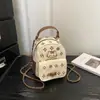 Mochila Feminina 2026 Novo Estilo Textura Fashionável Bolsa com Corrente para Celular Mochila Chique Bolsa Feminina Mochila Pequena Retrô