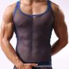 Camiseta de malla para hombre, sexy, de seda helada, transpirable, deportiva, sin mangas, fina, de verano