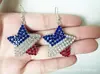 Pendientes Europeos y Americanos Transfronterizos Día de la Independencia Americana Corazón Estrella de Cinco Puntas Nuevas Zapatillas Bandera Rojo Blanco y Azul Pendientes Pendientes