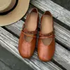 Zapatos Mary Jane de cuero suave versión 2026 verano nuevo hebilla vintage para mujer, planos cómodos y elegantes versátiles zapatos pequeños de cuero