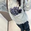 Top Distintivo de Calle Estilo Coreano sin Capucha Estampado Combinable Cuello Redondo Sudadera de Manga Larga Estilo BF para Mujer Estilo Dulce y Fresco