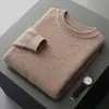 Nuevo suéter de lana para hombre de otoño e invierno, cuello redondo, engrosado, jacquard texturizado, corte holgado, color liso, tejido de punto casual de negocios para hombre