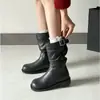 Botas Martin Plisadas Estilo Británico para Mujer 2026 Verano Otoño Nuevas Suela Gruesa Marrón Botines Apilados Botas de Caballero Retro