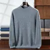 Suéter masculino de caxemira, modelagem solta, estilo novo, gola alta discreta, peça base de tricô versátil, suéter quente para outono e inverno