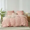 Conjunto de Três Peças Seersucker Estilo Princesa Coreana Coração Delicado Fronha Escovada Capa de Edredom Conjunto para Dormitório Estudantil