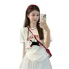 Camiseta de Manga Corta de Verano Nueva para Mujer Lightning Warehouse, Estampado de Gato Estilo Coreano, Corte Holgado, Tallas Grandes, Estilo Trendy Ins