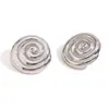 Moda Europea y Americana Nicho Elegante Vintage Colgante Collar Acero Inoxidable Chapado Oro 18K Hilo Espiral Concha Pendientes para Mujeres