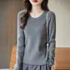 Camiseta base de punto de terciopelo Andy de tres hilos para mujer, corte holgado, jersey de cuello redondo, suéter cálido, modelo grueso nuevo de otoño e invierno
