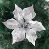 Adereços de Decoração para Festa de Natal Decoração de Árvore de Natal Flores de Natal com Pó Dourado Decoração de Local para Feriado Flores Artificiais de Natal