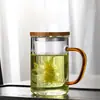Taza de Té de Vidrio con Tapa y Asa, Separación de Té y Agua, Filtro Transparente para Beber Té de Flores, Taza de Té para Uso en Oficina, Vaso de Agua