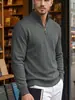 Roupas masculinas transfronteiriças TK estilo americano com listras verticais, waffle, meio zíper, gola alta, manga longa, cor sólida, moletom casual com gola alta