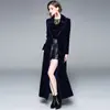 Casaco Longo Feminino, Comprimento do Joelho ao Tornozelo, Tendência Outono e Inverno 2025 Novo Estilo, Elegante Jaqueta de Veludo Feminina