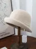 Chapéu de Balde de Lã Quente de Inverno Versátil com Borda Enrolada para Mulheres, Estilo Japonês, Afina o Rosto, Cor Sólida, Fedora Simples e Elegante, Tendência