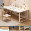 Mesa de computador para quarto, mesa de estudo para uso doméstico, mesa de aprendizado para estudantes, mesa de escrita simples com estante integrada, mesa de escritório minimalista