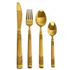 Conjunto de 4 Peças de Talheres Estilo Coluna Romana em Aço Inoxidável 410 para Casa e Restaurantes Ocidentais, Incluindo Faca, Garfo, Colher, Faca de Bife, Colher de Chá, Garfo de Chá e Colher