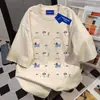 Camiseta de Manga Curta com Estampa de Cachorro Estilo Americano Marca Tendência para Mulheres Verão 2025 Estilo Ins Versátil Casual Soltinho