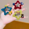 Pasador de Estrella de Cinco Puntas Flocado para Niños Pasador de Oso de Dibujos Animados Pinza de Estilo Coreano para Flequillo Lateral de Niñas Pasador para la Parte Posterior de la Cabeza