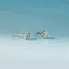 Pendientes de Estrella de Cinco Puntas Brillantes Incrustados de Diamantes de Plata de Ley S925 Nalan, Pendientes Exquisitos y Simples Estilo Ins Nicho M08310