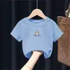 2133 # Camisetas de Manga Curta para Meninos e Meninas Verão 2025 Novo Estilo Roupas de Verão Meia-Manga Soltas 100% Algodão para Crianças Médias e Maiores