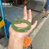 Pulseira de Material da Mongólia Exterior, Jade Hetian de Alta Imitação, Tira Larga Verde Água de Lago, Pulseira de Tira Redonda Fina Água Clara Ciano Antigo, Lote Estilo Jovem