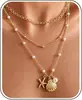 Collar de Cuentas de Joyería Transfronteriza Europea y Americana Collar de Perlas de Imitación de Playa Collar Retro para Mujer con Estrella de Mar y Concha Vacaciones Junto al Mar
