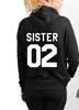 Sudadera con capucha impresa en la espalda 'Bestie 01 Bestie 02' Tendencia Europea y Americana Sudadera con capucha para Hombres y Mujeres