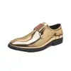 Zapatos monk de cuero para hombre, talla grande, dorados brillantes, para comercio electrónico transfronterizo, modelo nuevo para primavera y otoño de 2026, adecuados para actuaciones en escenario