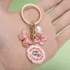 Chaveiro de Liga Quente Transfronteiriço com Pingente de Borboleta Rosa com Flores e Pérolas para Mochila Presente para o Dia das Mães