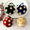 Nuevo producto transfronterizo: Adorno de bola de Navidad de tela de 8 cm con diamantes, decoración de árbol de Navidad DIY, adorno colgante de bola individual de espuma cubierta de tela