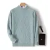 Nuevo suéter de lana para hombre de otoño e invierno, cuello medio alto, jersey grueso, suéter de cachemir casual holgado, camiseta base de punto