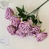 7 rosas artificiais transfronteiriças flores artificiais diy casamento floral combinando buquê de mão decorações de mesa para sala de estar flor macia roupa