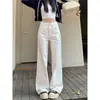 Calças Marrons de Cintura Alta para Mulheres, Outono e Inverno, Calças que Moldam o Corpo para Tipo Físico Pera, Que Cobrem o Quadril, Jeans de Comprimento Total, Calças de Barra Larga Super Emagrecedoras