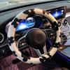 Almofada de pelúcia para carro inverno quente estilo simples peça única cor contrastante deusa celebridade da internet almofada de bumbum capa de assento interior de carro