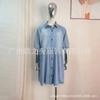 Amazon Transfronterizo 2025 Primavera y Verano Nuevo Vestido de Mezclilla de Manga Tres Cuartos Europeo y Americano Holgado Delgado Camisa Falda Ropa de Mujer