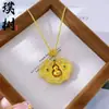 El mismo estilo que el colgante de candado de calabaza giratorio con incrustaciones de diamantes de arena dorada tradicional de la joyería de oro, un collar de calabaza estilo chino para tu novia