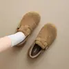 Mules con Forro de Felpa Augusden para Mujer 2026 Nuevos Zapatos Planos de Algodón de Invierno Mules de Cobertura Completa Zapatos Peludos de Dos Formas de Usar