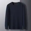 Suéter de manga larga para hombre, camiseta de primavera y otoño, cuello redondo ajustado, color liso, informal, transpirable