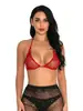 Yue Die Lingerie Sexy Meias de Natal com Strass Abertura Quatro Vias no Gancho Conjunto Biquíni Calça de Rede W48 Conjunto