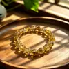 Nova Pulseira de Cristal para Atração de Riqueza Cristal Amarelo Natural Pulseira de Contas com Pedras Preciosas Múltiplas Ornamentação Versátil de Luxo Leve para Virar a Sorte