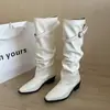 Falda persona bajita botas largas holgadas otoño punta fina nuevo tacón grueso que aumenta altura 2026 botas mujer botas largas ajustadas