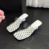 Sandalias de Cuña Gruesa Estilo Coreano con Puntos y Tira Transparente para Mujer, Verano 2026 Sandalias Retro Elegantes de Tacón Alto con Punta Cuadrada