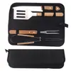 Fabricante Amazon Barbacoa Herramientas para Barbacoa Bolsa de Tela Mango de Madera Parrilla
